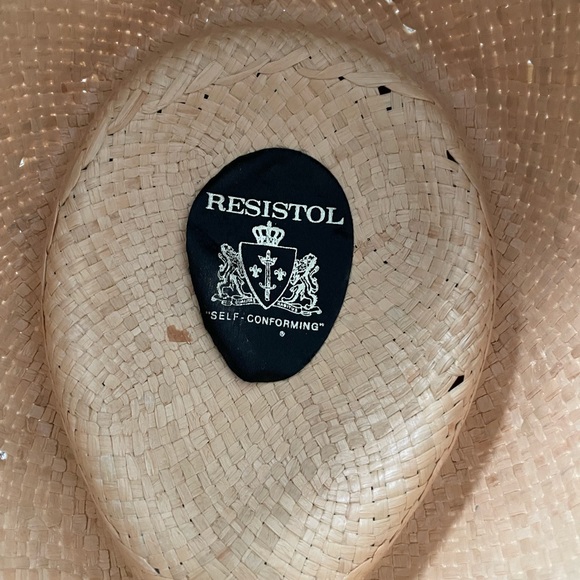 Vintage Straw Resistol Hat with Feather - Picture 3 of 4